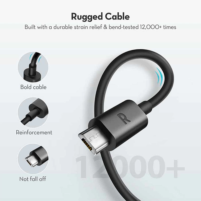 کابل راوپاور USB-A به Micro-B USB مدل RP-CB043